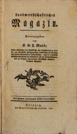 Landwirthschaftliches Magazin, 2,1. 1790