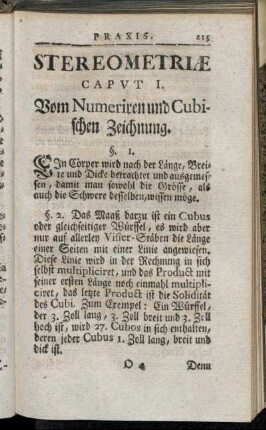 Caput I. Vom Numeriren und Cubischen Zeichnung.