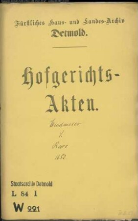 Windmeier, Hermann gegen Kurt Reese zu Holzhausen - Bürgschaft
