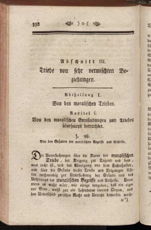 Kapitel I. Von den moralischen Empfindungen und Trieben überhaupt betrachtet.