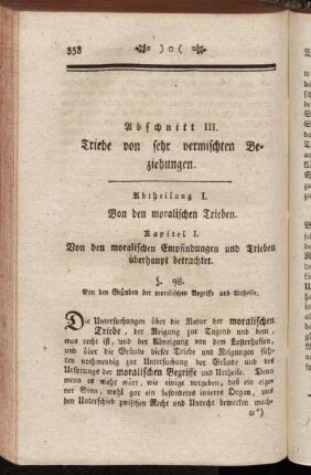 Kapitel I. Von den moralischen Empfindungen und Trieben überhaupt betrachtet.