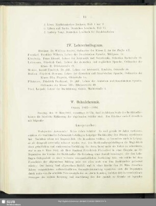 IV. Lehrerkollegium