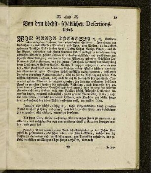 Von dem höchst-schädlichen Desertions-Uebel