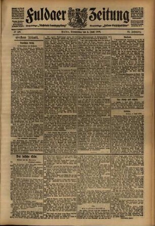Erste Ausgabe vom Donnerstag, den 04. Juni 1908.
