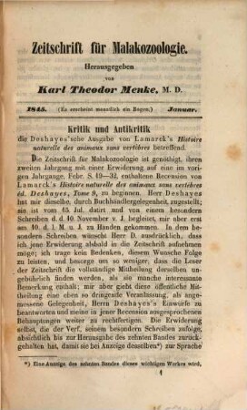 Zeitschrift für Malakozoologie, 2. 1845 (1846)