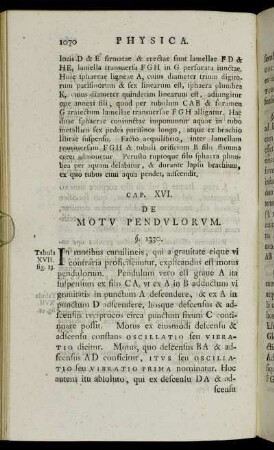 Cap. XVI. De Motu Pendulorum