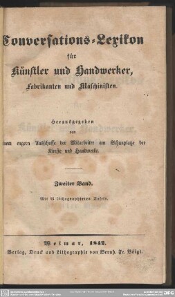 2: Conversations-Lexikon für Künstler und Handwerker, Fabrikanten und Maschinisten