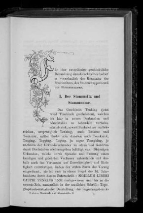 I. Der Stammsitz und Stammname.