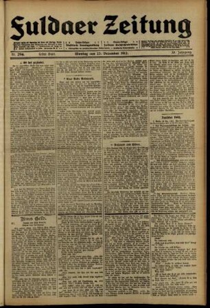 Erste Ausgabe vom Montag, den 23. Dezember 1912.