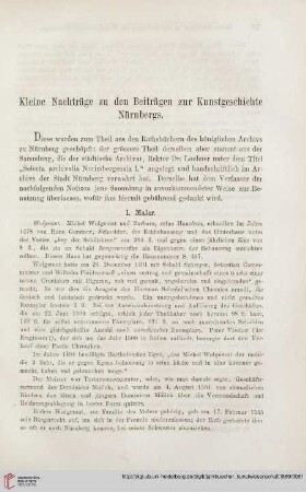 2: Kleine Nachträge zu den Beiträgen zur Kunstgeschichte Nürnbergs