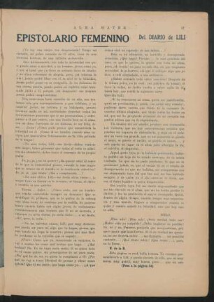 Epistolario femenino : Del diario de Lili