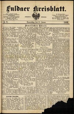 Ausgabe vom Donnerstag, den 21. Januar 1886.