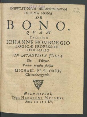 Disputationum Metaphysicarum Decima Nona De Bono