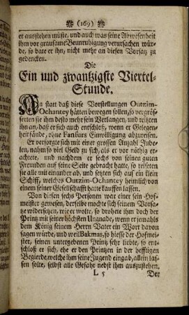 Die Ein und zwanzigste Viertel-Stunde. - Die Fünff und zwanzigste Viertel-Stunde.