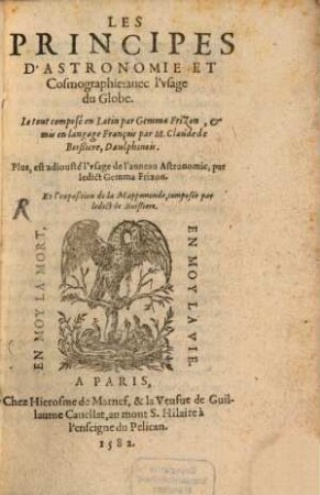 Les principes d'astronomie et cosmographie