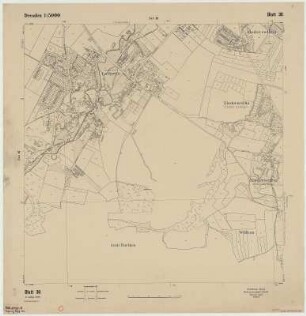 38 : [Dresden Lockwitz, Großluga, Kleinluga, Niedersedlitz, Nickern, Wölkau], 1940 : 38 : [Dresden Lockwitz, Großluga, Kleinluga, Niedersedlitz, Nickern, Wölkau]. - 2. Aufl. - 1:5 000. - [Dresden] : Stadtvermessungsamt , 1940. - 1 Kt. : einfarb.