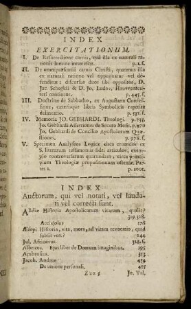 Index Exercitationum.