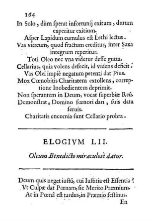 Elogivm LII. Oleum Benedicto miraculose datur.
