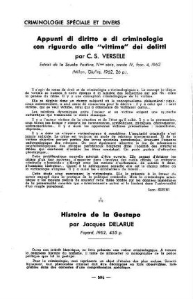 594-599, Criminologie spéciale et divers