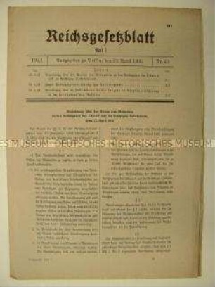 Reichsgesetzblatt, u.a. über Versicherungsangestellte im Sudetenland, zum Weinbau und zum Luftschutz