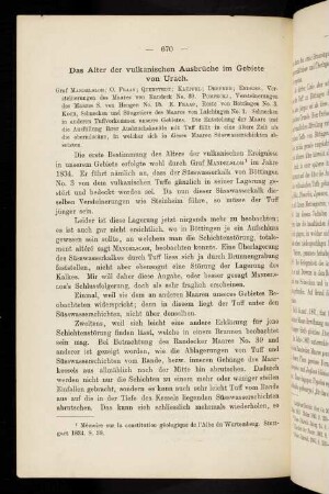 670, X. Das alter der vulkanischen Ausbrüche im Gebiete von Urach