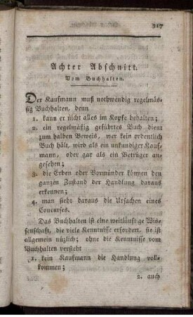 Achter Abschnitt. Von Buchhalten