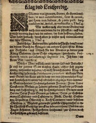 Klag und Leichpredig der Frauwen Fr. Annä Constantiä, Gräfinn zu Lodron geb. Freyfr. zu Bemelberg