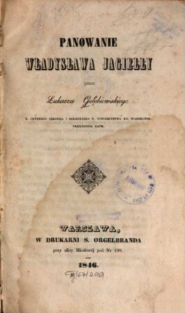 Dzieje Polski za Władysława Jagiełły i Władysława III-go, 1