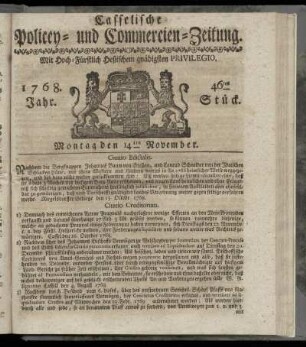 46tes Stueck, Montag den 14ten November. 1768