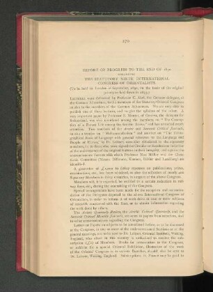 Report of Progress to the Dend of 1890 Regarding the Statutory Ninth International Congress of Orientalists.