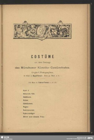 Costüme aus dem Festzuge des Münchener Künstler-Costümfestes
