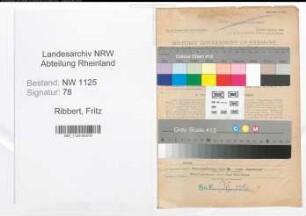 Entnazifizierung Fritz Ribbert , geb. 03.02.1904 (Lehrer)