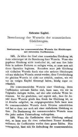 Siebentes Kapitel. Berechnung der Wurzeln der numerischen Gleichungen.