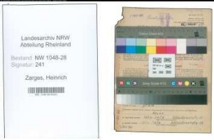 Entnazifizierung Heinrich Zarges , geb. 23.02.1893 (Postbeamter)