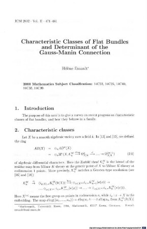 Characteristic classes of flat bundles and determinant of the Gauss-Manin connection