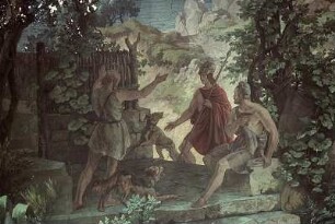 Odysseus beim Schweinehirten Eumaeos