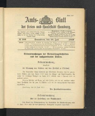 No.166, Freitag, den 19. Juli 1919