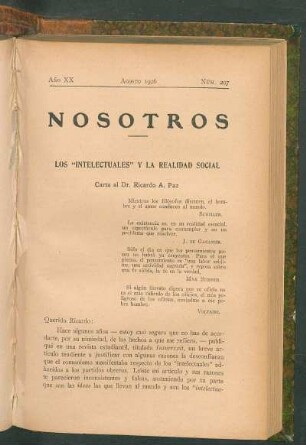 Carta al Dr. Ricardo A. Paz