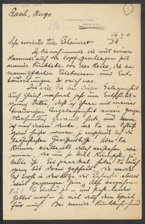 Brief an Ludwig Strecker (senior) und B. Schott's Söhne : 26.10.1910