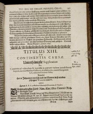 Titulus XIII. De Continentia Causæ.