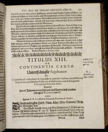 Titulus XIII. De Continentia Causæ.