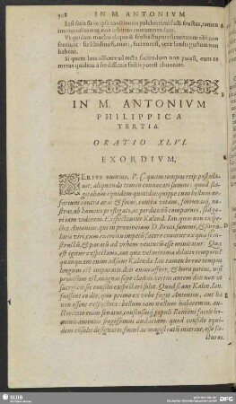 In M. Antonium Philippica Tertia. Oratio XLVI.