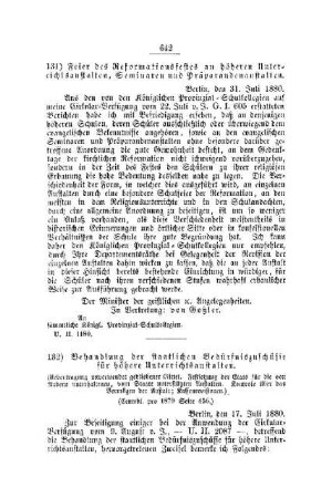 Behandlung der staatlichen Bedürfniszuschüsse für höhere Unterrichtsanstalten : [III. Gymnasial- etc. Lehranstalten]