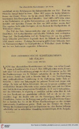 Neue Folge 32 = Jahrgang 56: Das österreichische Kunstabkommen mit Italien