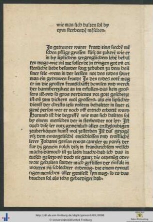 wie man sich alten sol by eym sterbendē mēschen