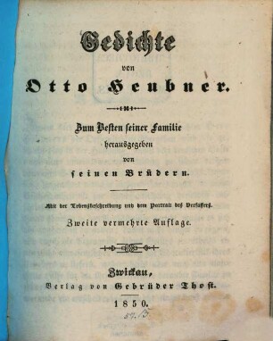 Gedichte : mit d. Lebensbeschreibung u. d. Portr. d. Verf.