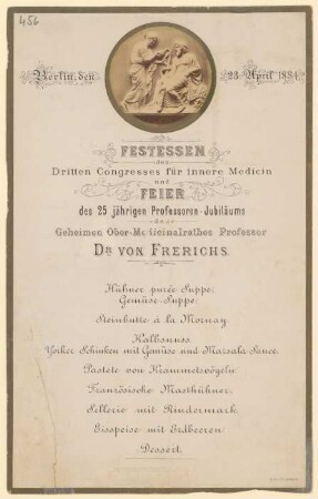 Menükarte : Festessen des Dritten Congresss für innere Medicin und Feier…