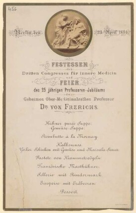 Menükarte : Festessen des Dritten Congresss für innere Medicin und Feier…
