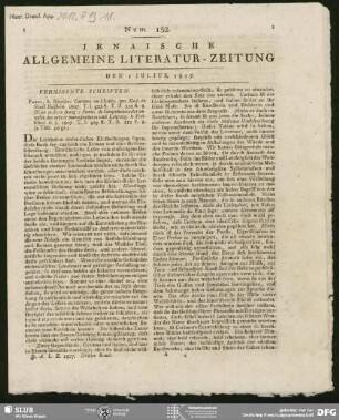 Jenaische allgemeine Literatur-Zeitung, Nr. 152, vom 01.07.1807, Jena