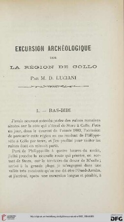 Sér. 3: Excursion archéologique dans la région de Collo